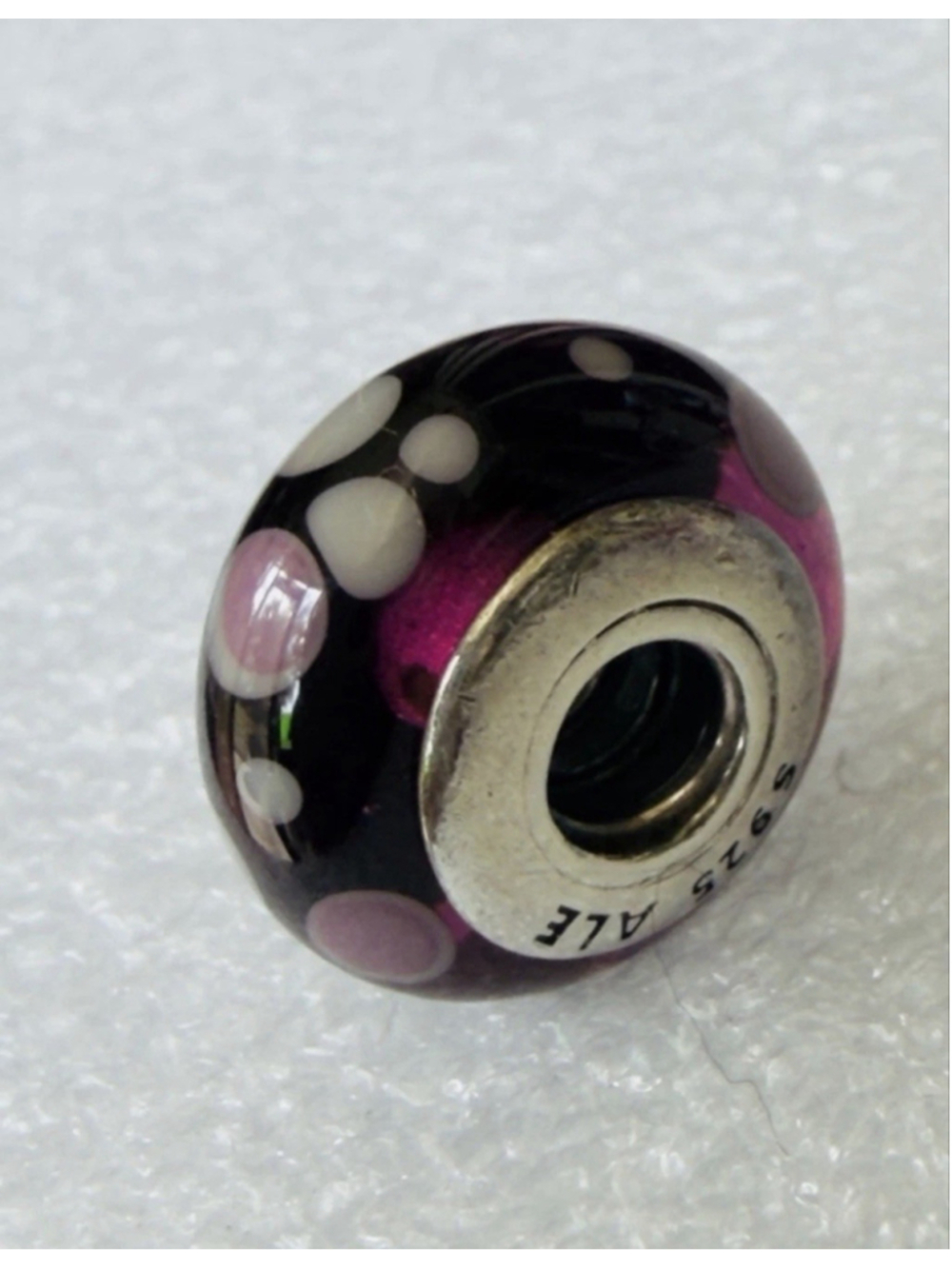 Pandora Sterling Silver 925 Purple Bubbles Murano Glass Charm - 790693 - Picture 7 of 7